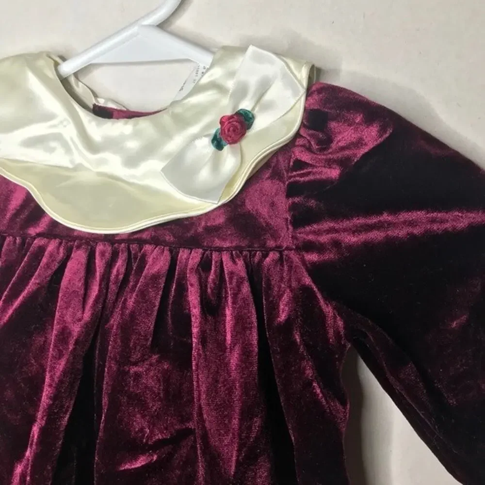 Vintage Carters Baby Girl Velvet Holiday Collared